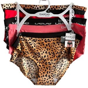 Bebe Logo NWT 5-Pack Laser Hipsters Underwear Panties Tag Free ~ 1X